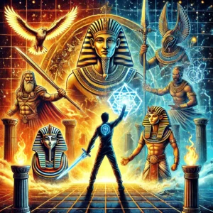 Dall·e 2025 02 01 12.43.02 A Detailed And Vibrant Illustration Combining Elements From Greek, Norse, Egyptian, And Afro Brazilian Mythologies In A Cinematic And Digital Setting