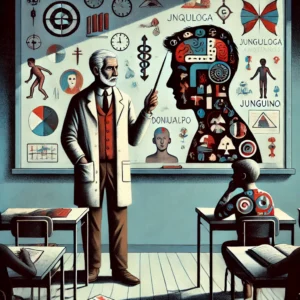 Dall·e 2025 02 13 08.03.46 Uma Ilustração Conceitual Representando 'psicologia Analítica E Educação'. A Imagem Deve Retratar Um Estudante Em Uma Sala De Aula Simbólica, Onde Arq