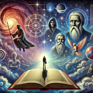 Dall·e 2025 02 16 17.00.06 A Visually Striking Digital Illustration Representing Jungian Dream Interpretation. The Image Features A Mysterious Dream Like Scene A Person Standin